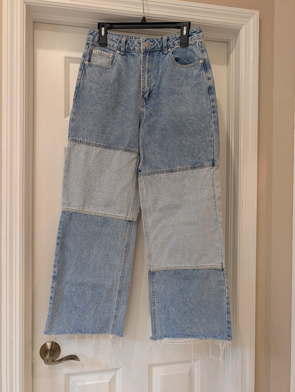 Miou Muse Patchwork High Rise Wide Leg Jeans Size Medium